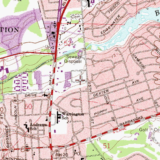 Topographic Map of Warrington Post Office, FL