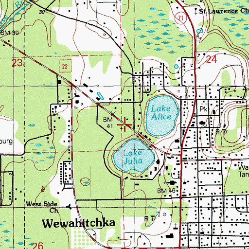 Topographic Map of Wewahitchka Post Office, FL