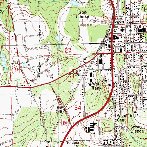 Topographic Map of Havana Post Office, FL
