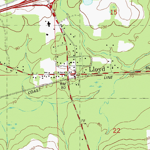 Topographic Map of Lloyd Post Office, FL