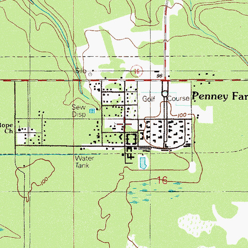 Topographic Map of Penney Farms Post Office, FL