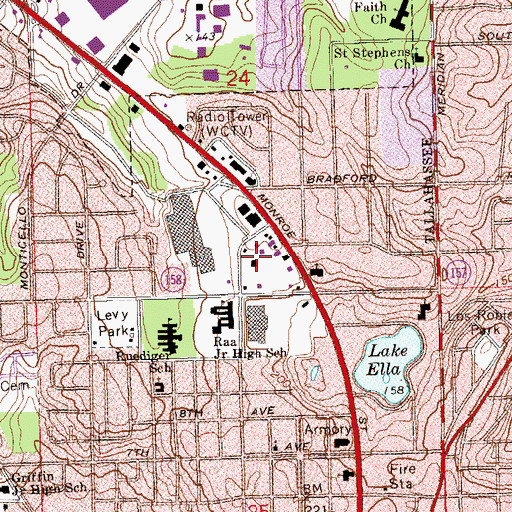 Topographic Map of Leon Post Office, FL