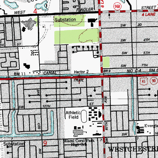 Topographic Map of Tamiami Post Office, FL