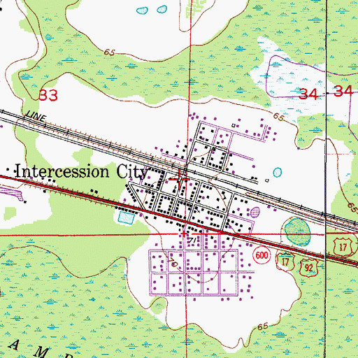Topographic Map of Intercession City Post Office, FL