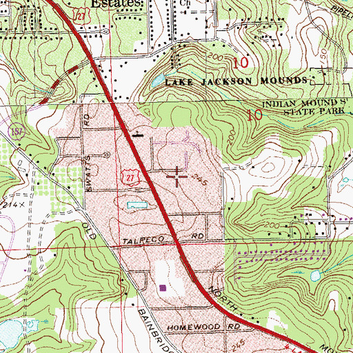 Topographic Map of Lake Jackson Post Office, FL