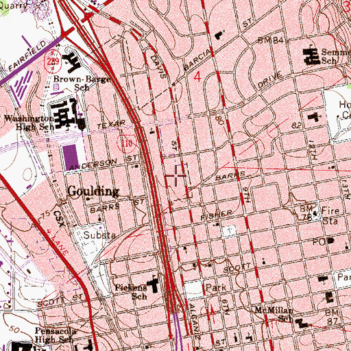 Topographic Map of East Hill Post Office, FL
