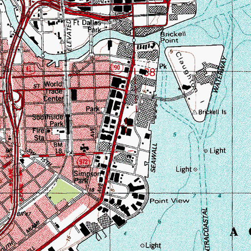 Topographic Map of Brickell Post Office, FL