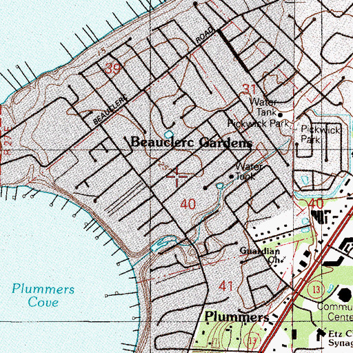 Topographic Map of Beauclerc Gardens, FL