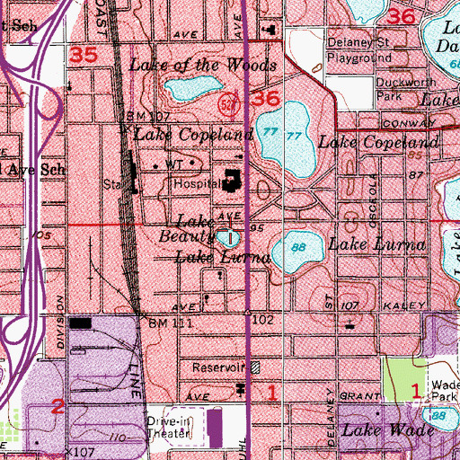 Topographic Map of Lake Beauty, FL