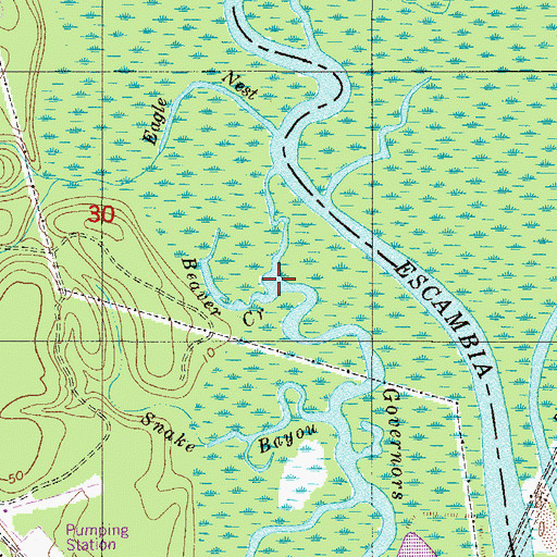 Topographic Map of Beaver Creek, FL
