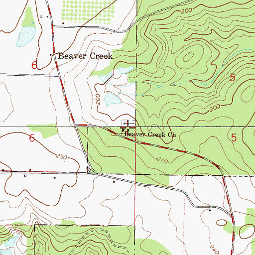 Topographic Map of Beaver Creek Church, FL