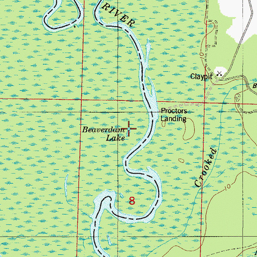 Topographic Map of Beaverdam Lake, FL