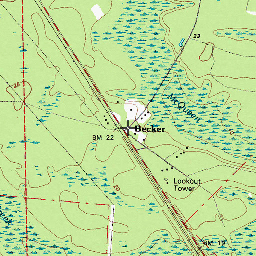 Topographic Map of Becker, FL