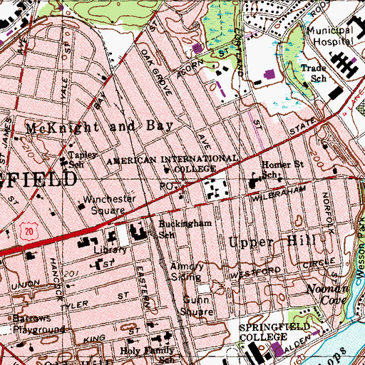 Topographic Map of Mason Square Post Office, MA