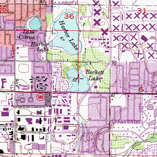 Topographic Map of Beckett Lake, FL