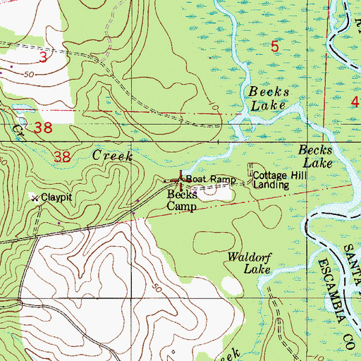 Topographic Map of Becks Camp, FL