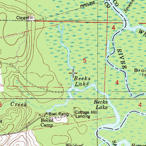 Topographic Map of Becks Lake, FL