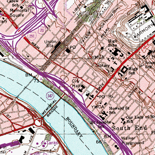 Topographic Map of Tower Square Post Office, MA