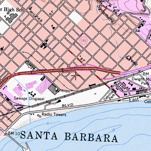 Topographic Map of Milpas Post Office, CA