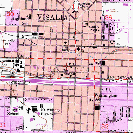 Topographic Map of Town Center Post Office, CA