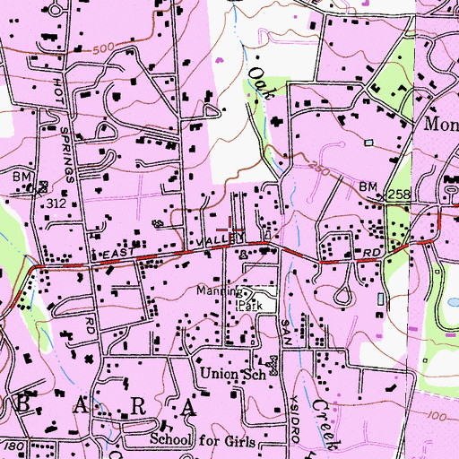 Topographic Map of Montecito Post Office, CA