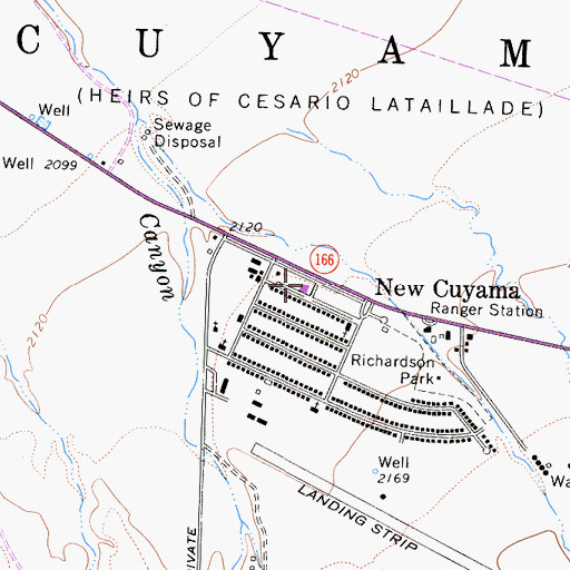 Topographic Map of New Cuyama Post Office, CA