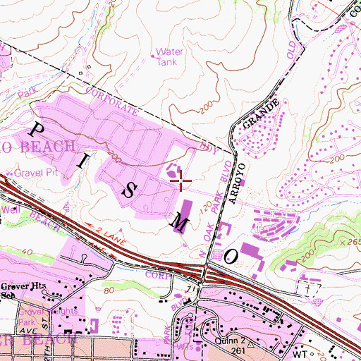 Topographic Map of Pismo Beach Post Office, CA