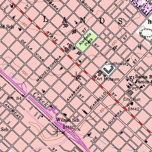 Topographic Map of Victoria Court Post Office, CA