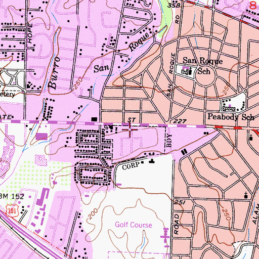 Topographic Map of San Roque Post Office, CA