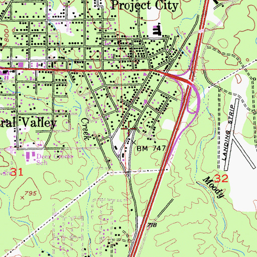 Topographic Map of Project City Post Office, CA