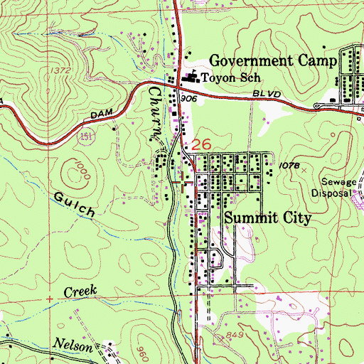 Topographic Map of Summit City Post Office, CA