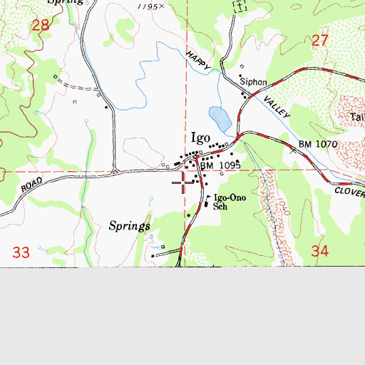 Topographic Map of Igo Post Office, CA