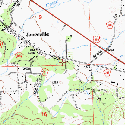 Topographic Map of Janesville Post Office, CA
