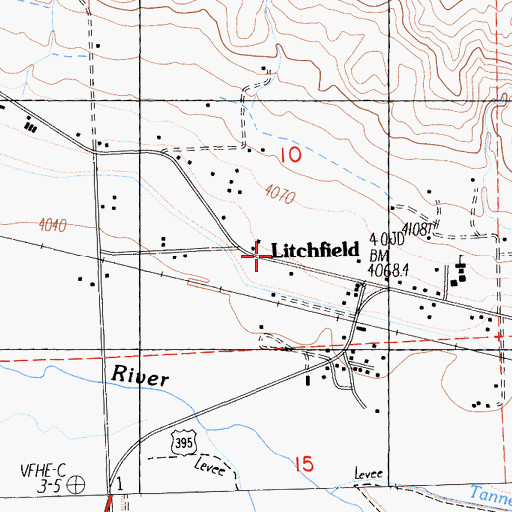 Topographic Map of Litchfield Post Office, CA