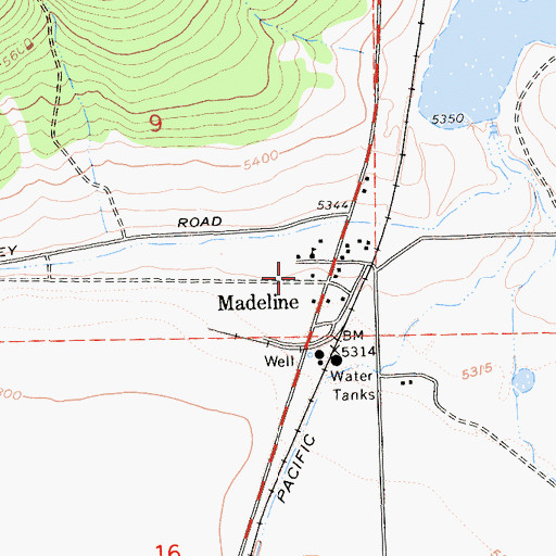 Topographic Map of Madeline Post Office, CA