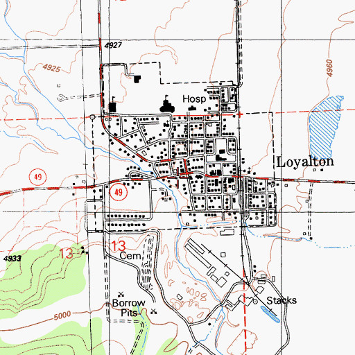 Topographic Map of Loyalton Post Office, CA