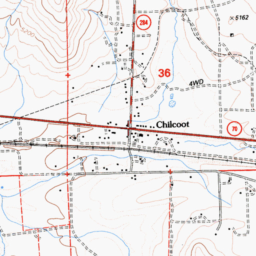 Topographic Map of Chilcoot Post Office, CA