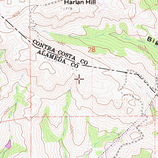Topographic Map of Divide Ridge, CA
