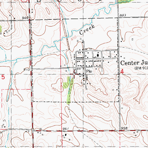 Topographic Map of Center Junction Census Designated Place, IA