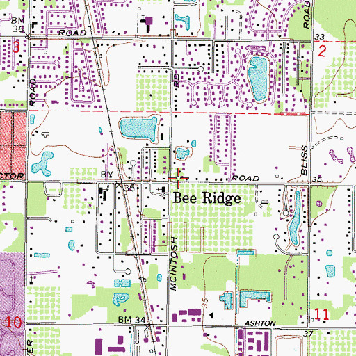 Topographic Map of Bee Ridge, FL