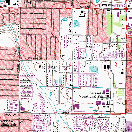 Topographic Map of Bee Ridge Park, FL