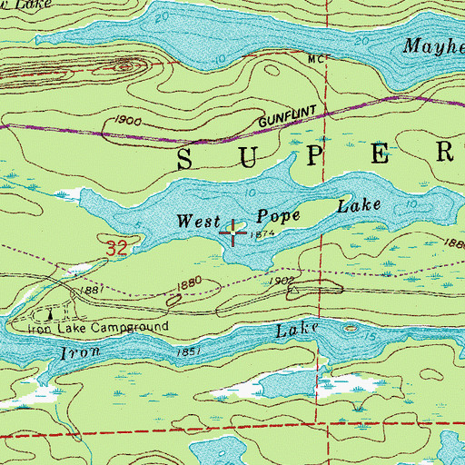 Topographic Map of Moozoogitagaanesing Island, MN