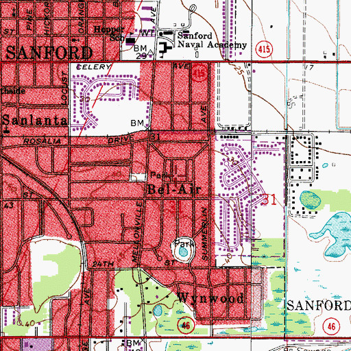 Topographic Map of Bel-Air, FL