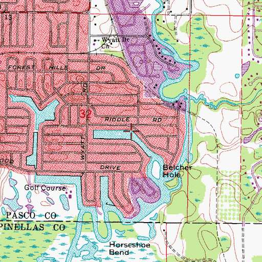 Topographic Map of Belcher Hole, FL
