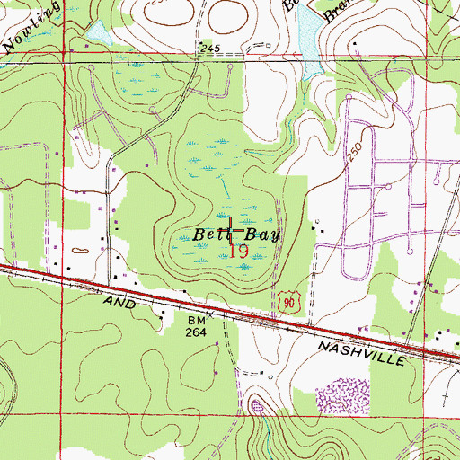 Topographic Map of Bell Bay, FL