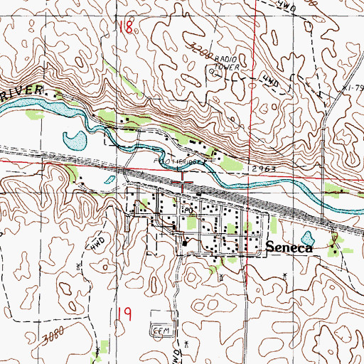 Topographic Map of Seneca Census Designated Place, NE