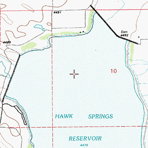 Topographic Map of Hawk Springs (historical), WY