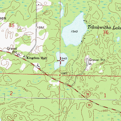 Topographic Map of Sunken Lake, WI