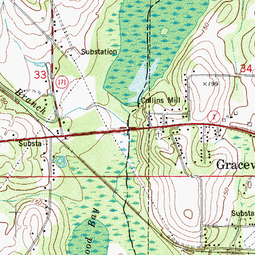 Topographic Map of Bell Branch, FL