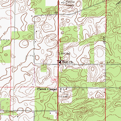 Topographic Map of Bell Church, FL